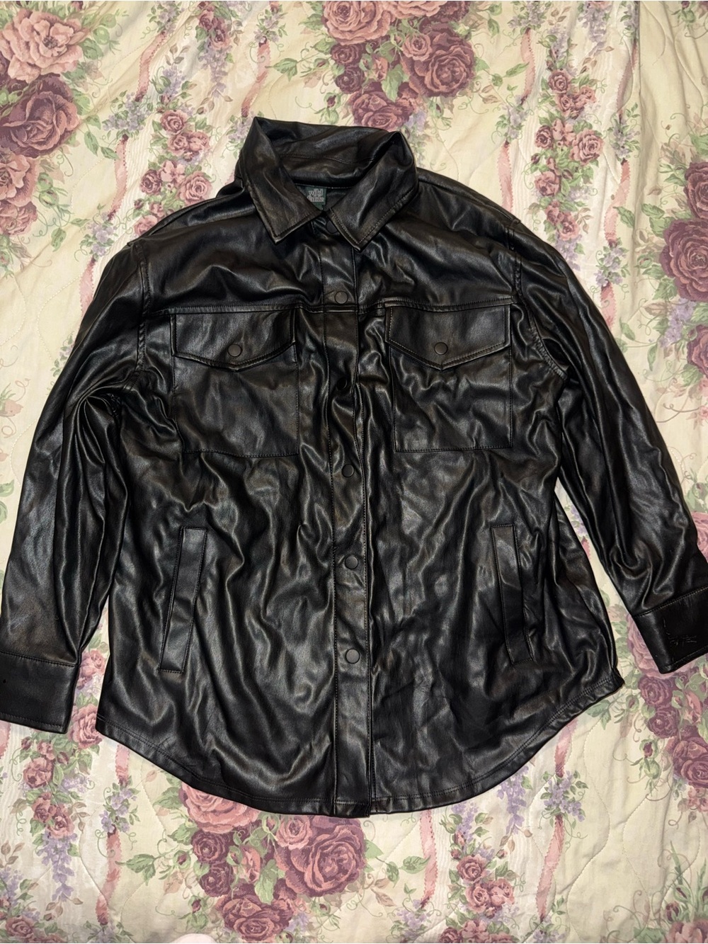 Wild Fable black faux leather button up jacket